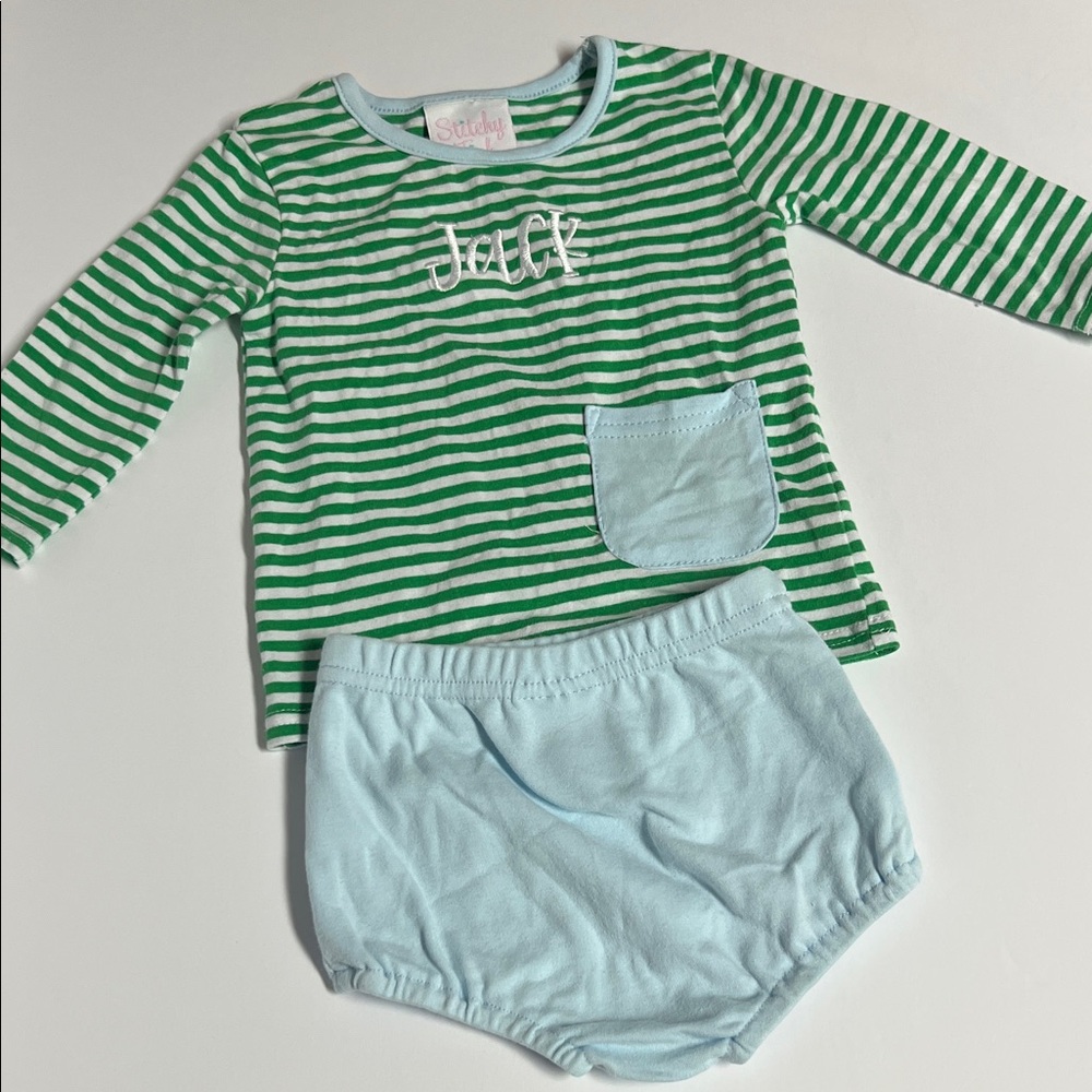 Stitchy Fish Outfit Size 6 Months with name “JACK” momogrammed